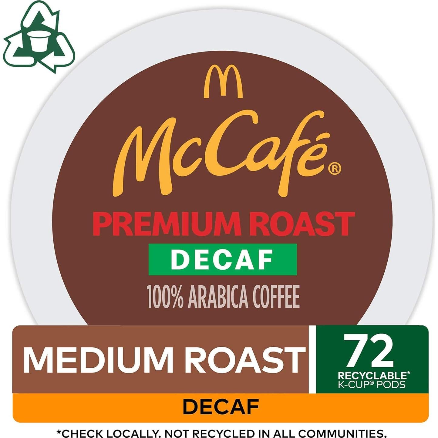 Café McCafé Premium Roast Descafeinado K-Cup 72 Cápsulas