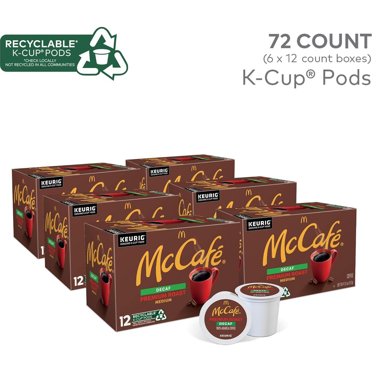 Café McCafé Premium Roast Descafeinado K-Cup 72 Cápsulas