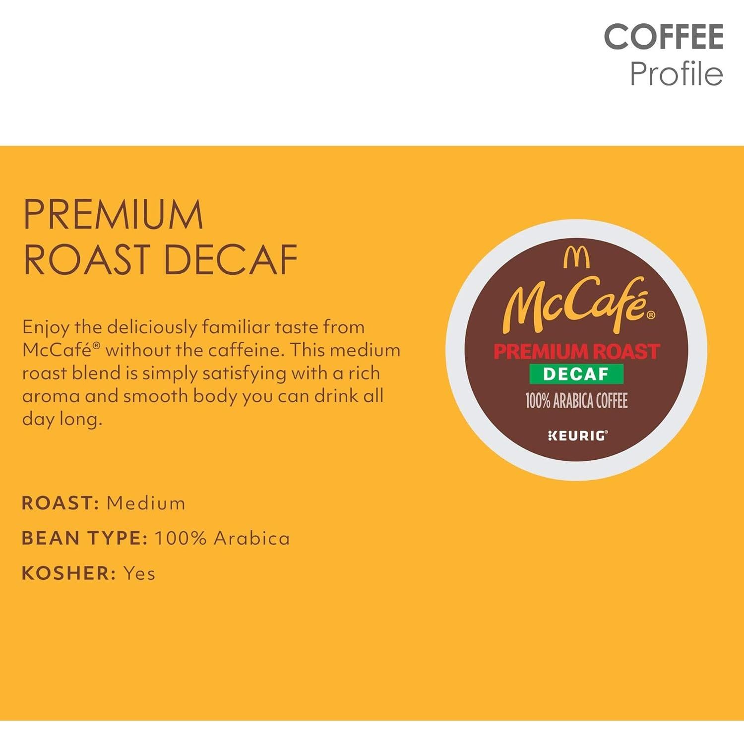 Café McCafé Premium Roast Descafeinado K-Cup 72 Cápsulas