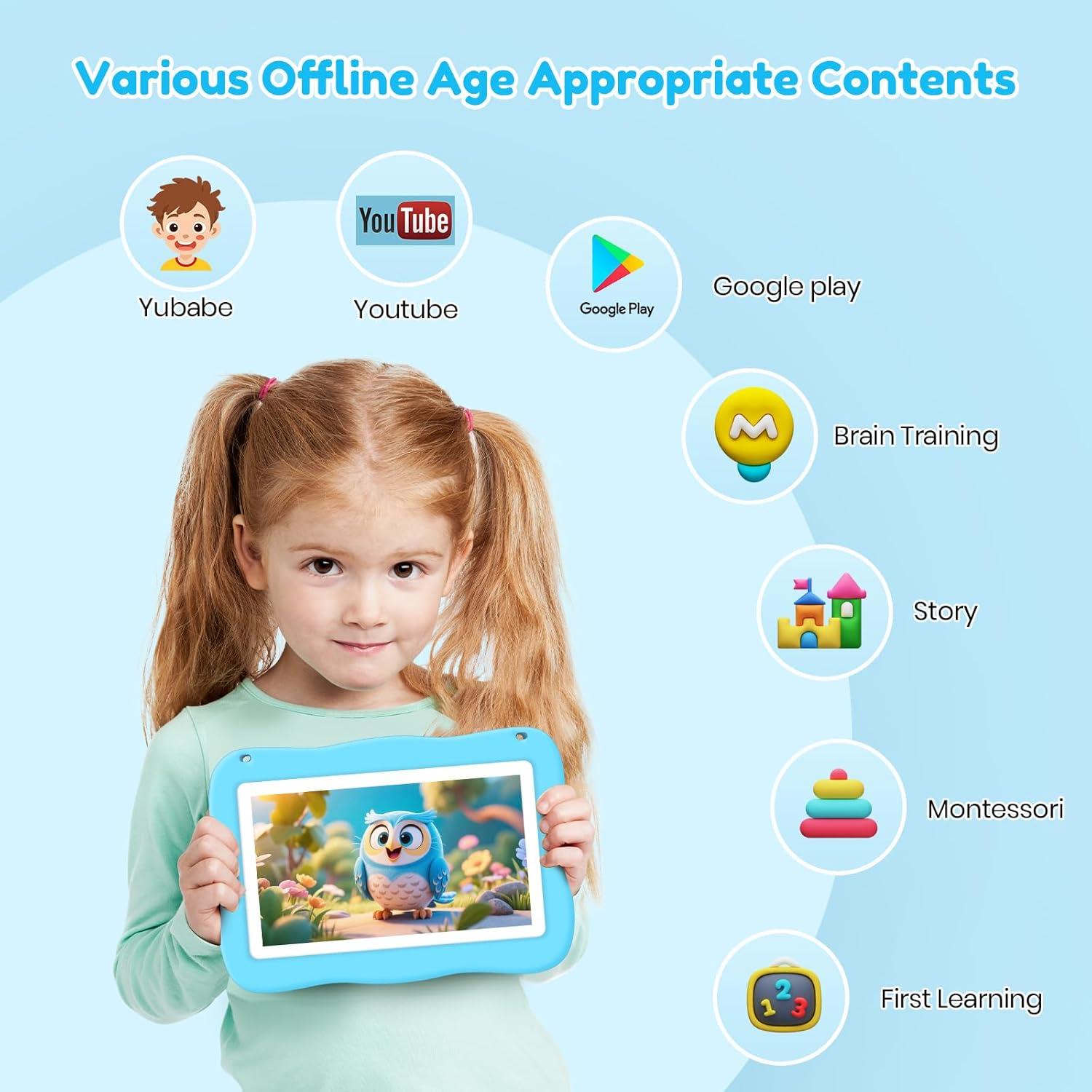 Tableta Educativa para Niños TOPELOTEK 7" Azul con Funda