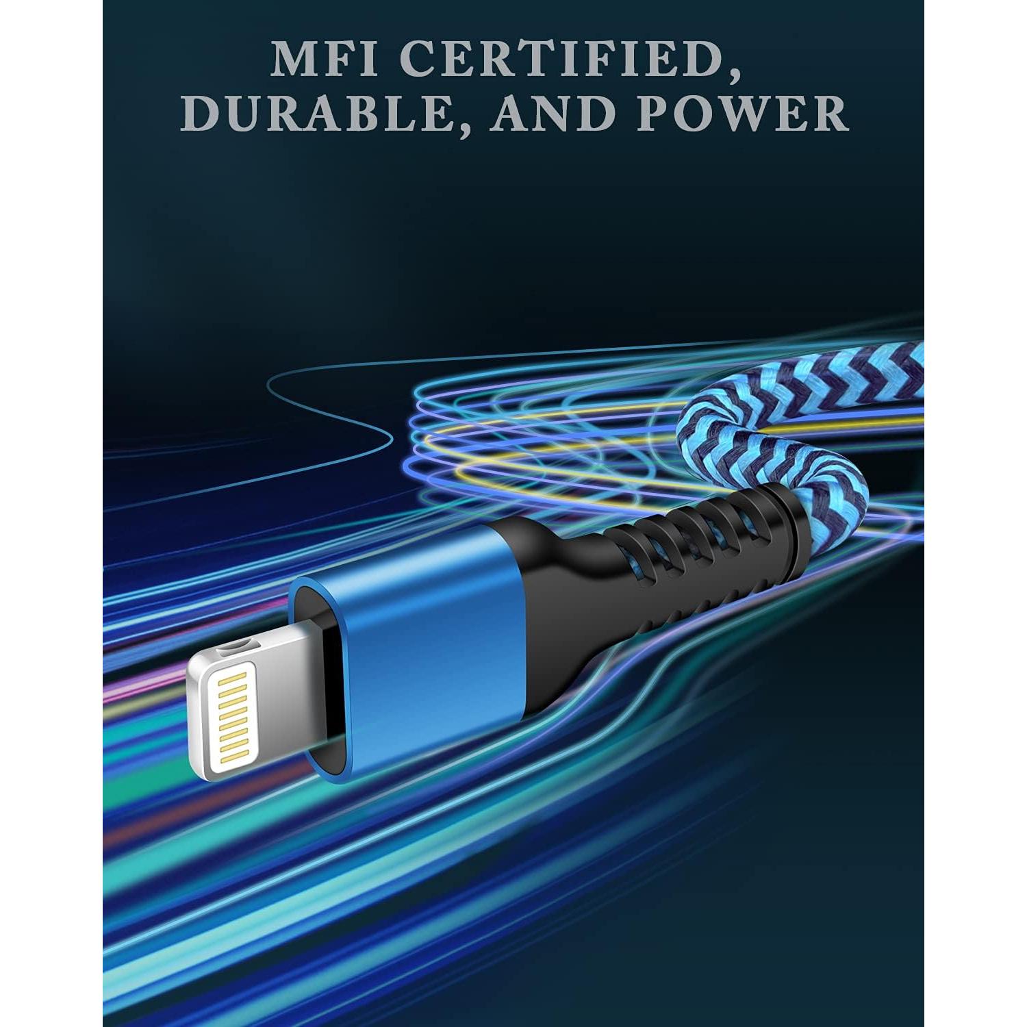 Cable Corto de Carga Rápida MFI Haoano 1 Pie USB a Lightning 2Pcs