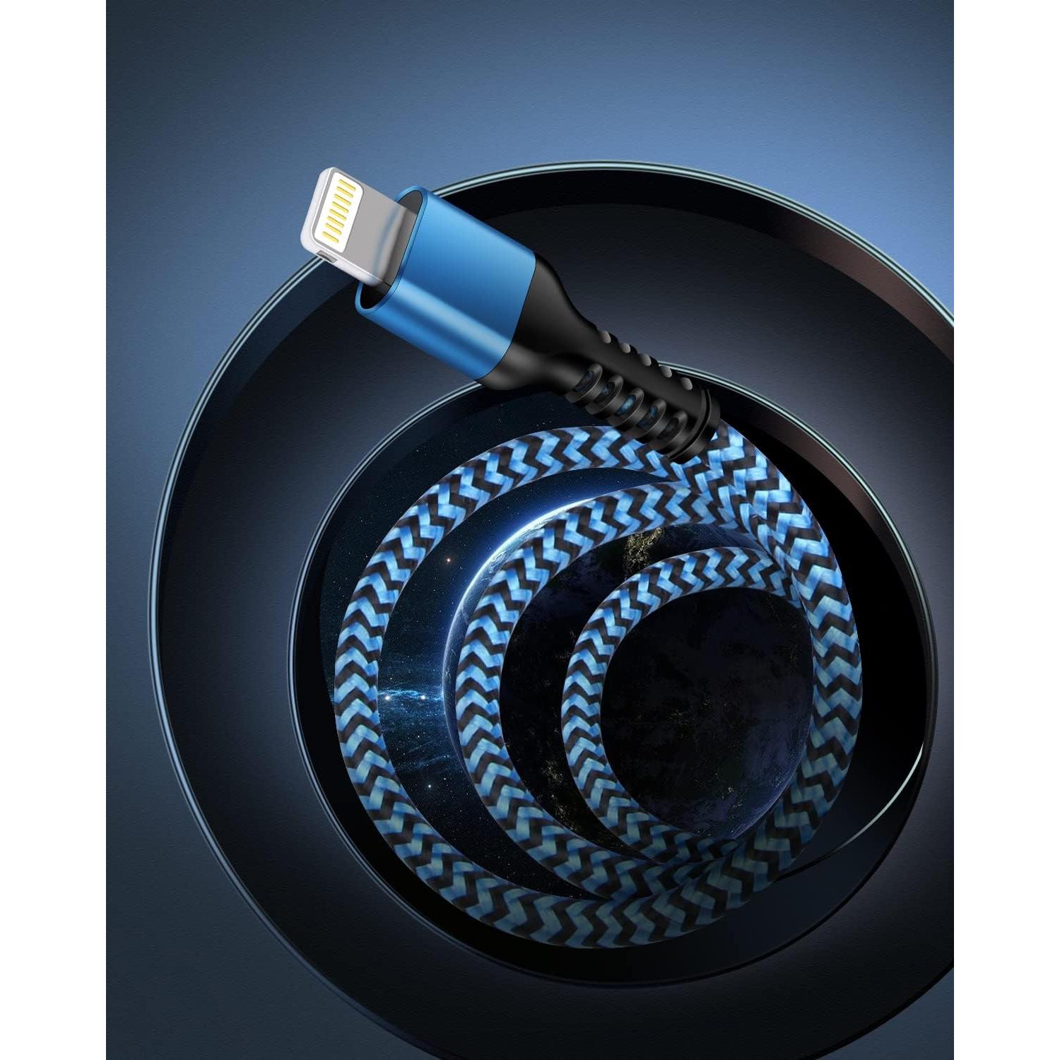 Cable Corto de Carga Rápida MFI Haoano 1 Pie USB a Lightning 2Pcs