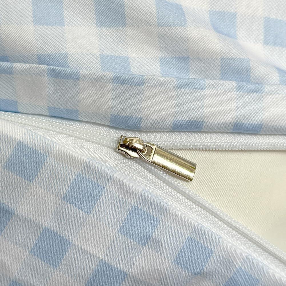 Funda de Edredón Microfibra Gingham Azul Claro 122x183 cm