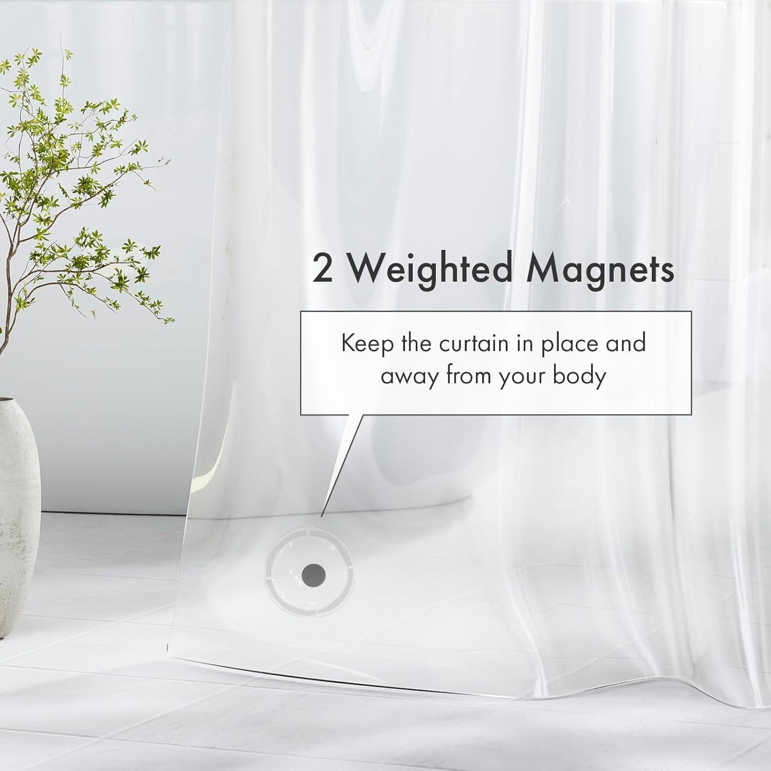 Cortina de Ducha Amazer 91x183 cm PEVA Transparente con Ojetes