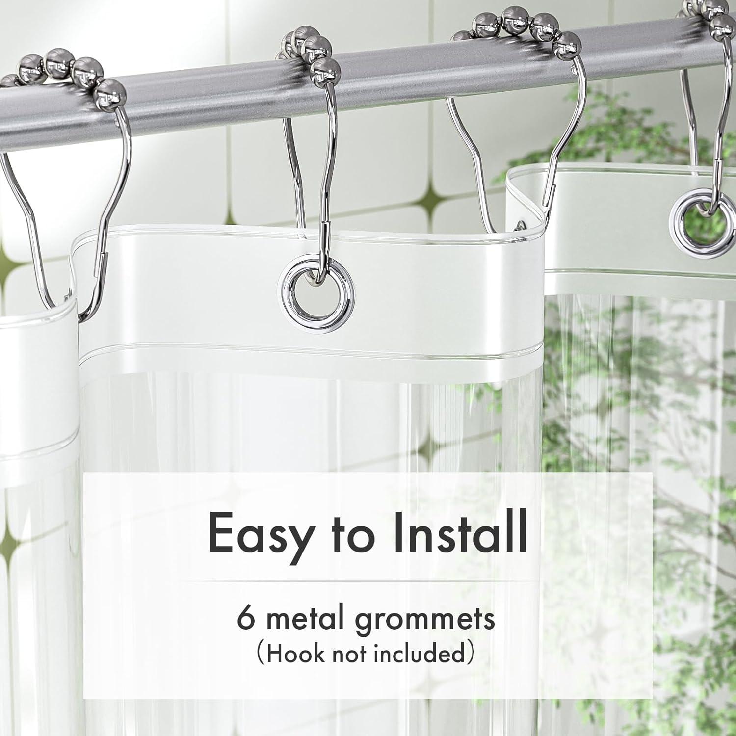 Cortina de Ducha Amazer 91x183 cm PEVA Transparente con Ojetes