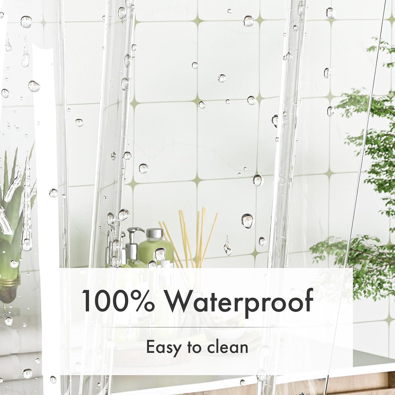 Cortina de Ducha Amazer 91x183 cm PEVA Transparente con Ojetes