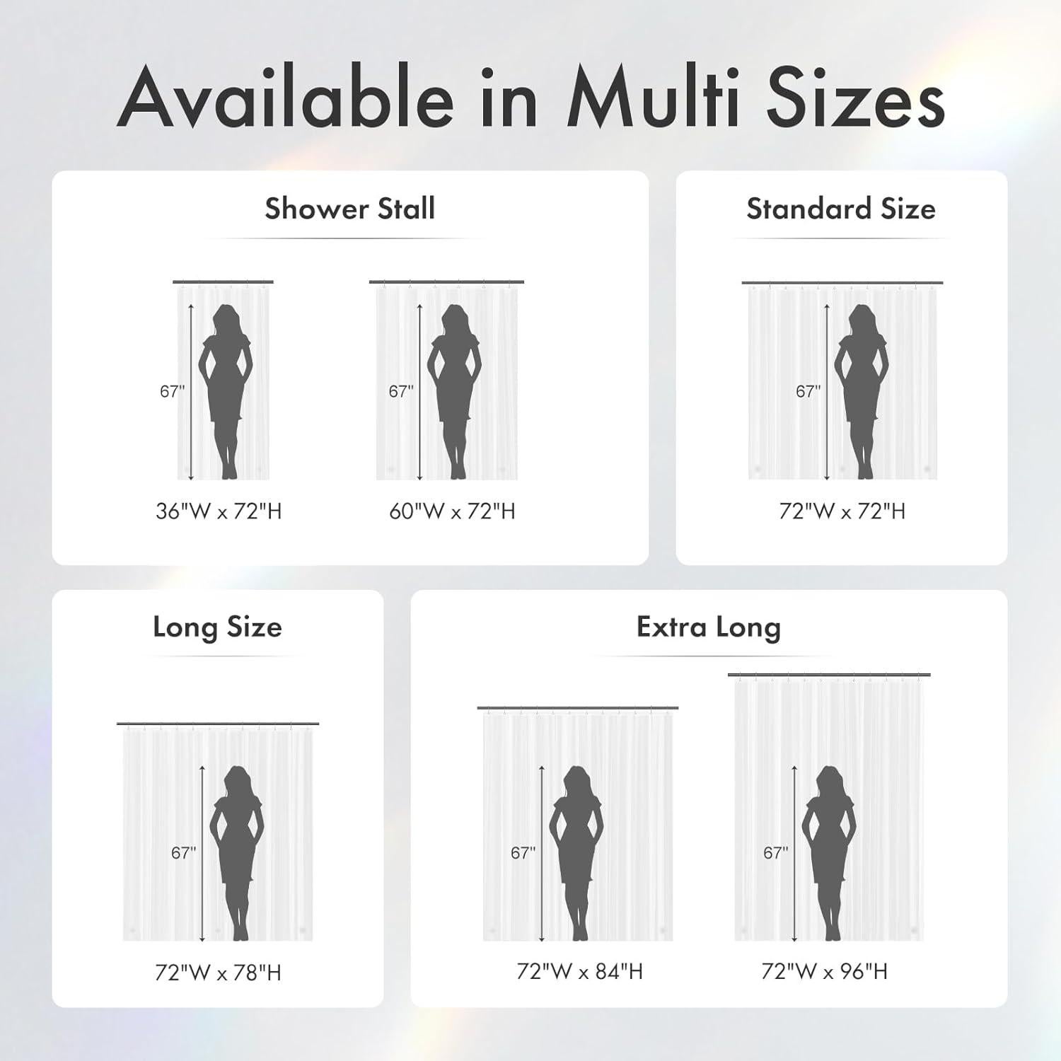 Cortina de Ducha Amazer 91x183 cm PEVA Transparente con Ojetes