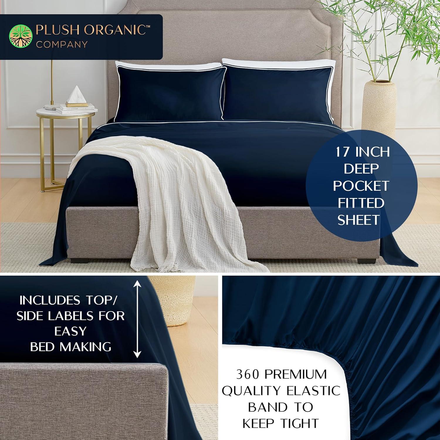 Juego de Sábanas de Lujo Plush Organic Queen 4 Piezas Viscosa Bambú