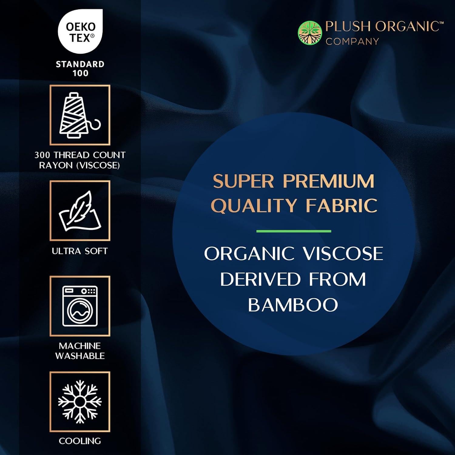 Juego de Sábanas de Lujo Plush Organic Queen 4 Piezas Viscosa Bambú