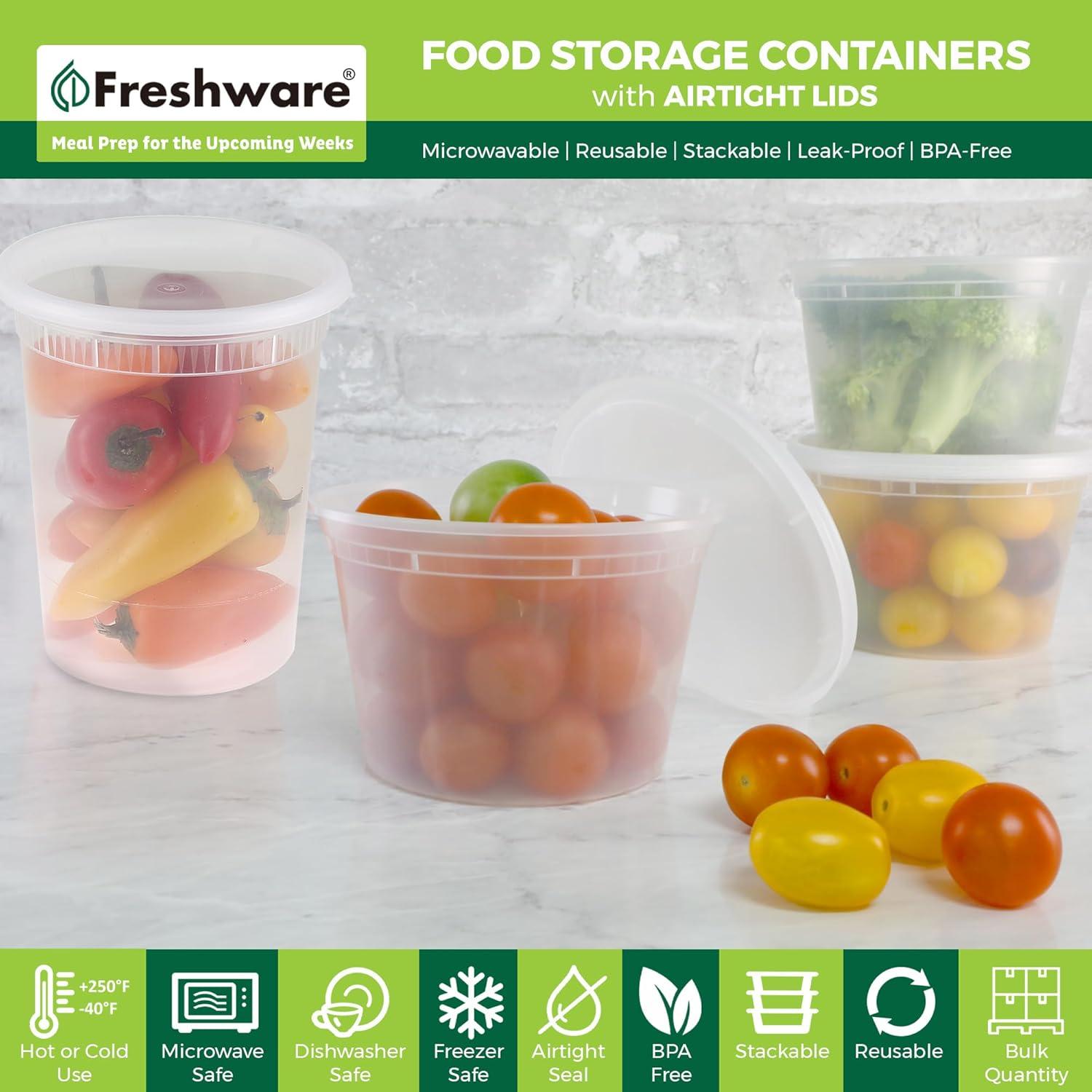 Freshware 48 Contenedores de Almacenamiento 16 y 32 oz