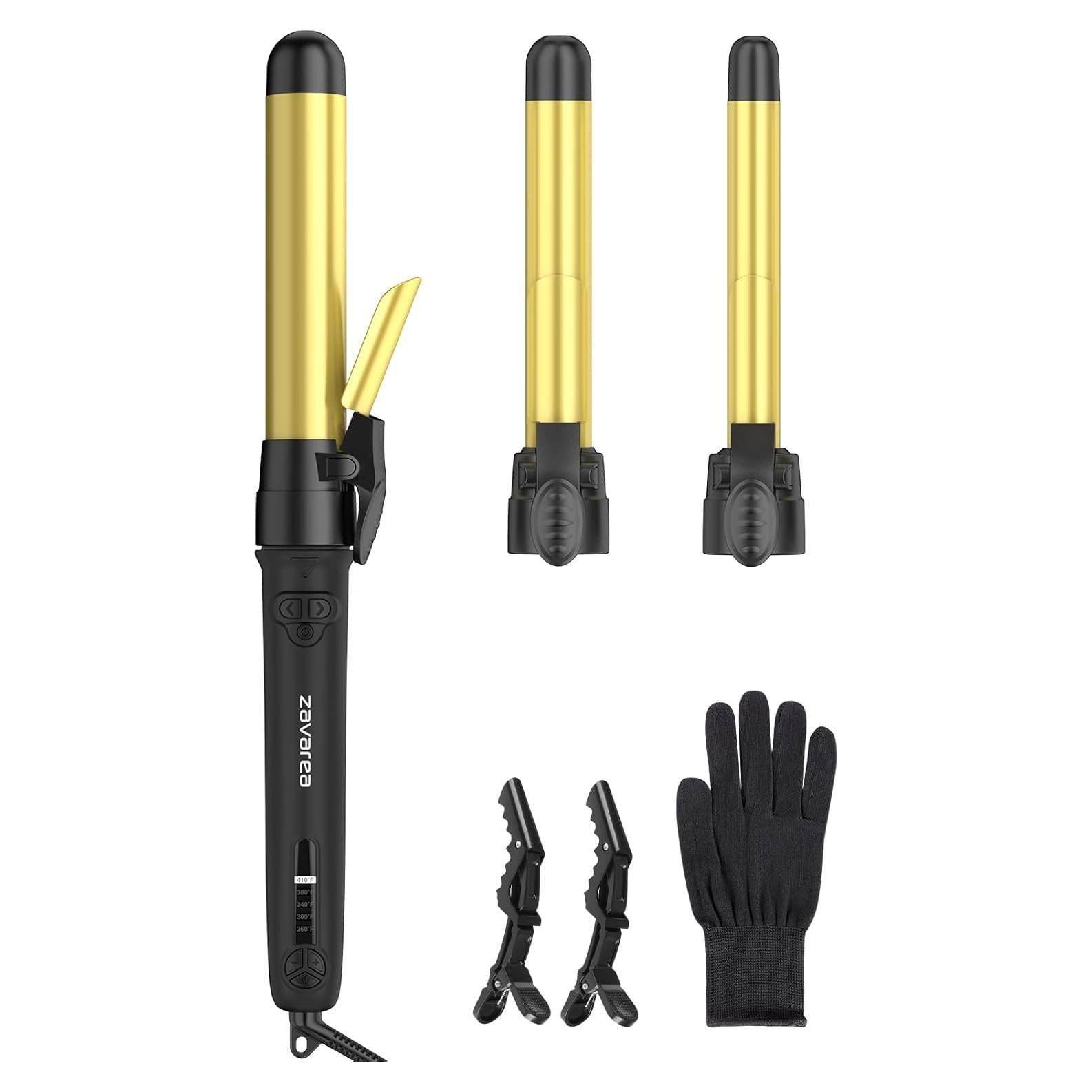 Plancha de Rizar Cerámica Rotativa Zavarea 3 en 1 con Barriles