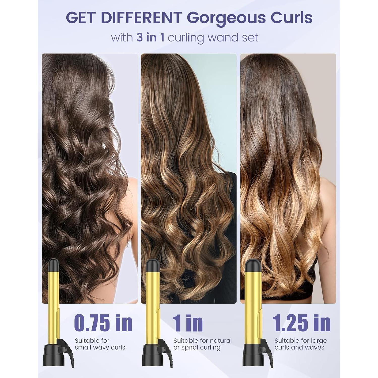 Plancha de Rizar Cerámica Rotativa Zavarea 3 en 1 con Barriles