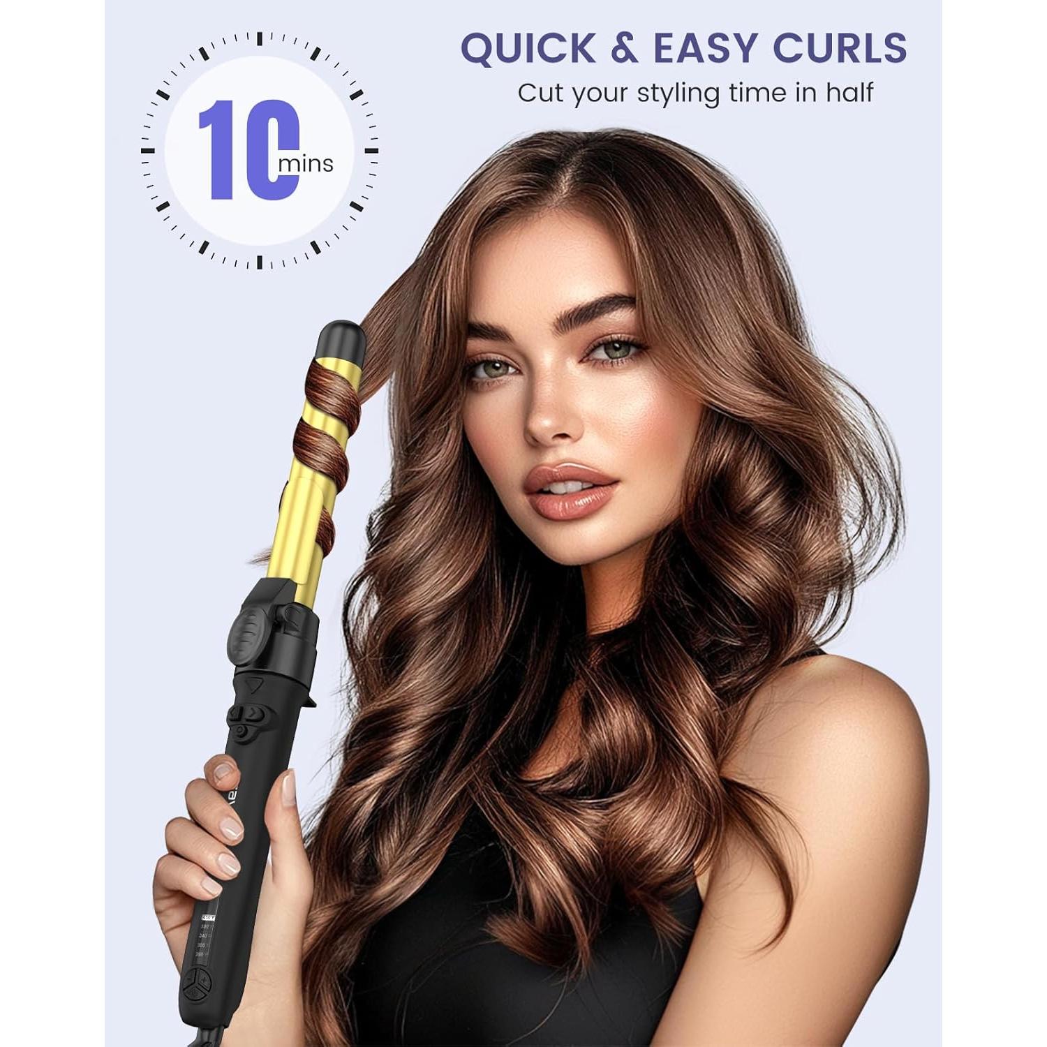 Plancha de Rizar Cerámica Rotativa Zavarea 3 en 1 con Barriles