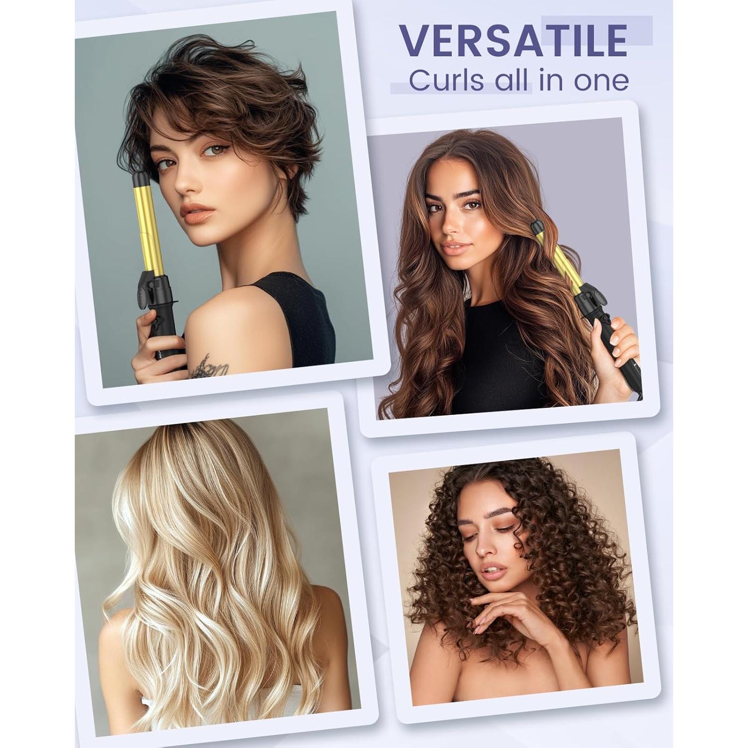 Plancha de Rizar Cerámica Rotativa Zavarea 3 en 1 con Barriles