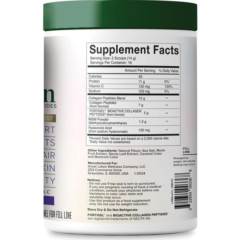 Colágeno Avanzado en Polvo Great Lakes Wellness 226.8g Caramelo