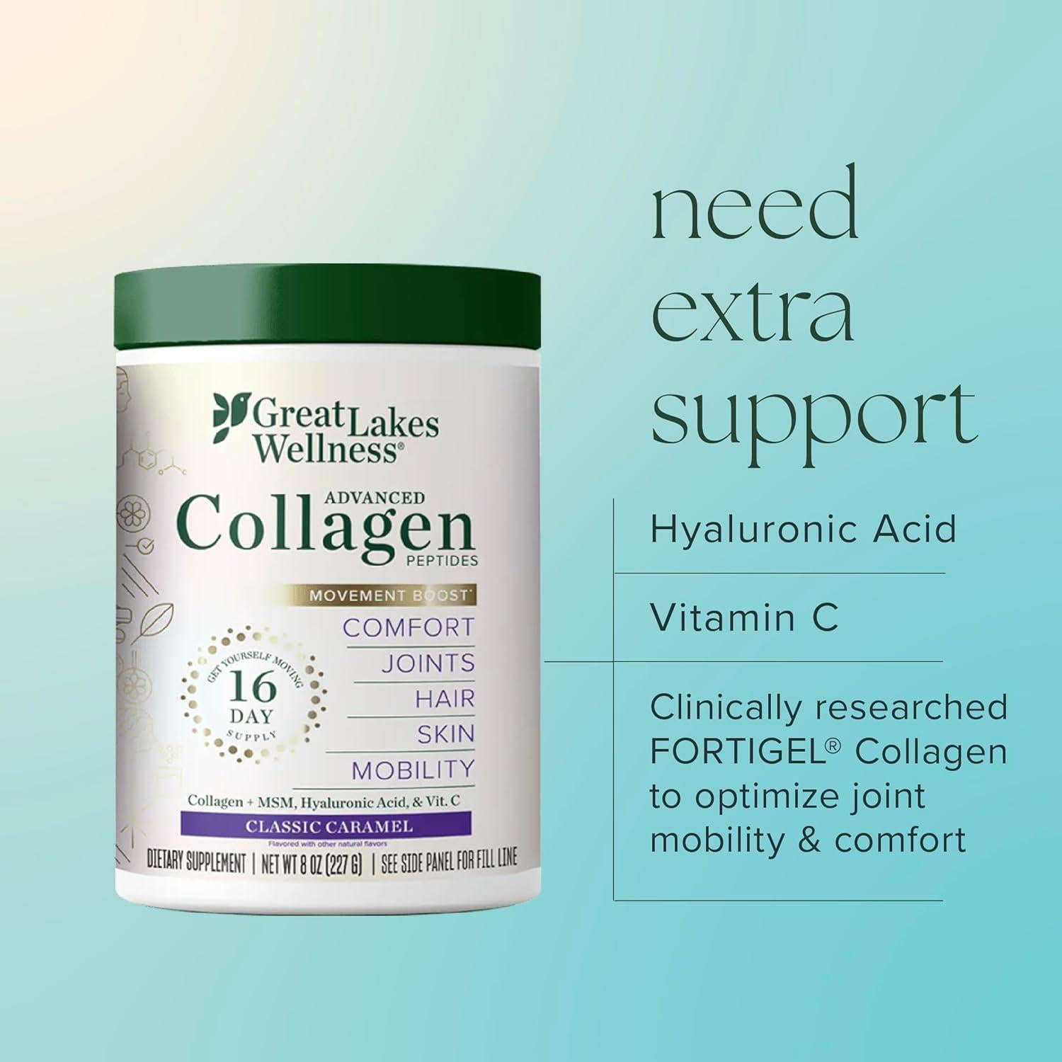 Colágeno Avanzado en Polvo Great Lakes Wellness 226.8g Caramelo