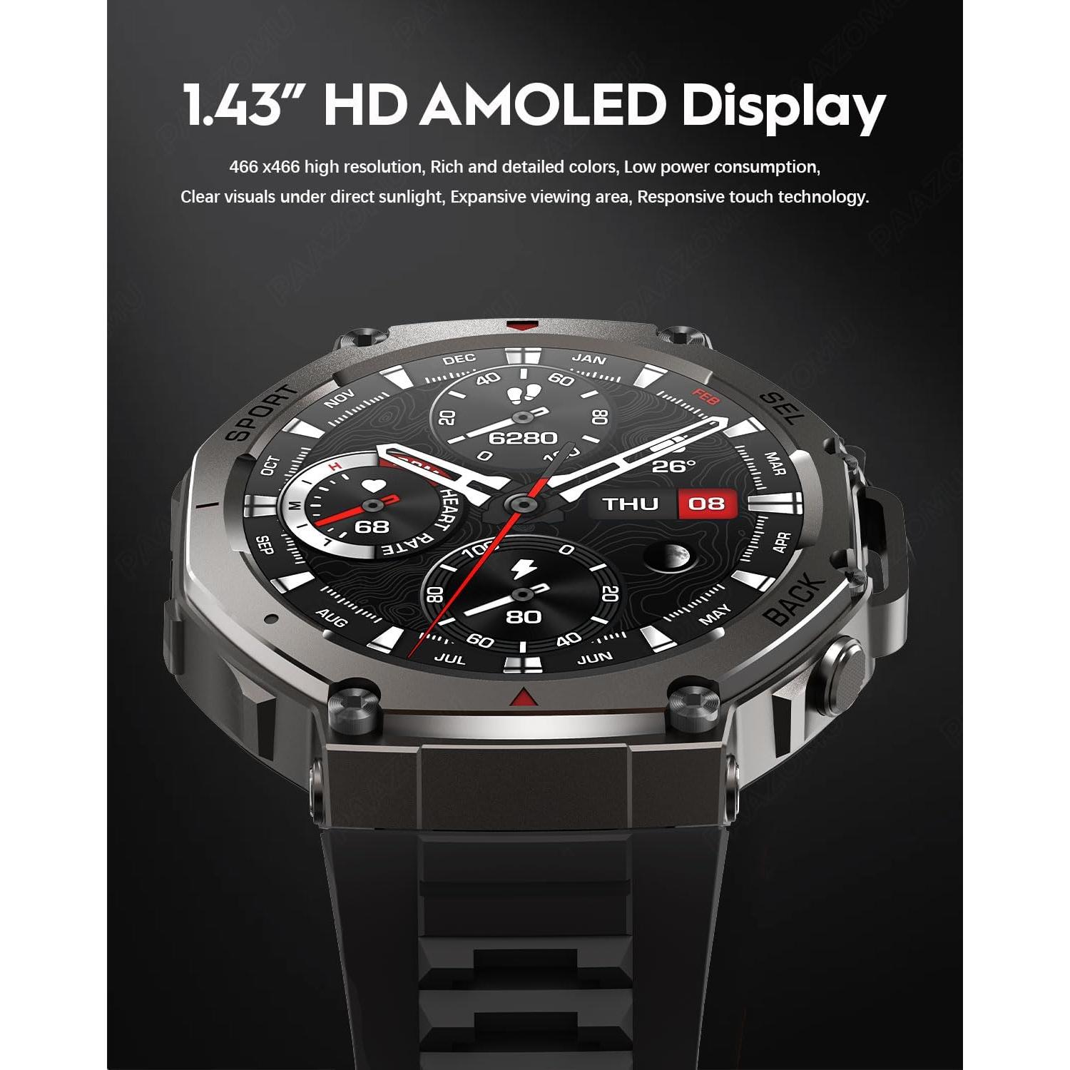 Reloj Inteligente PAAZOMU GPS 50M AMOLED 1.43" Negro