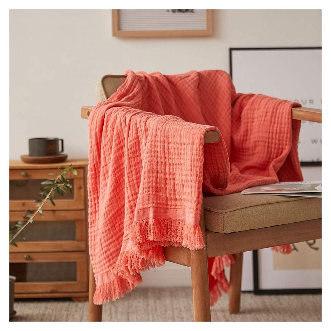 Manta de Muselina de Algodón Simple&Opulence 127x152 cm Rojo Coral