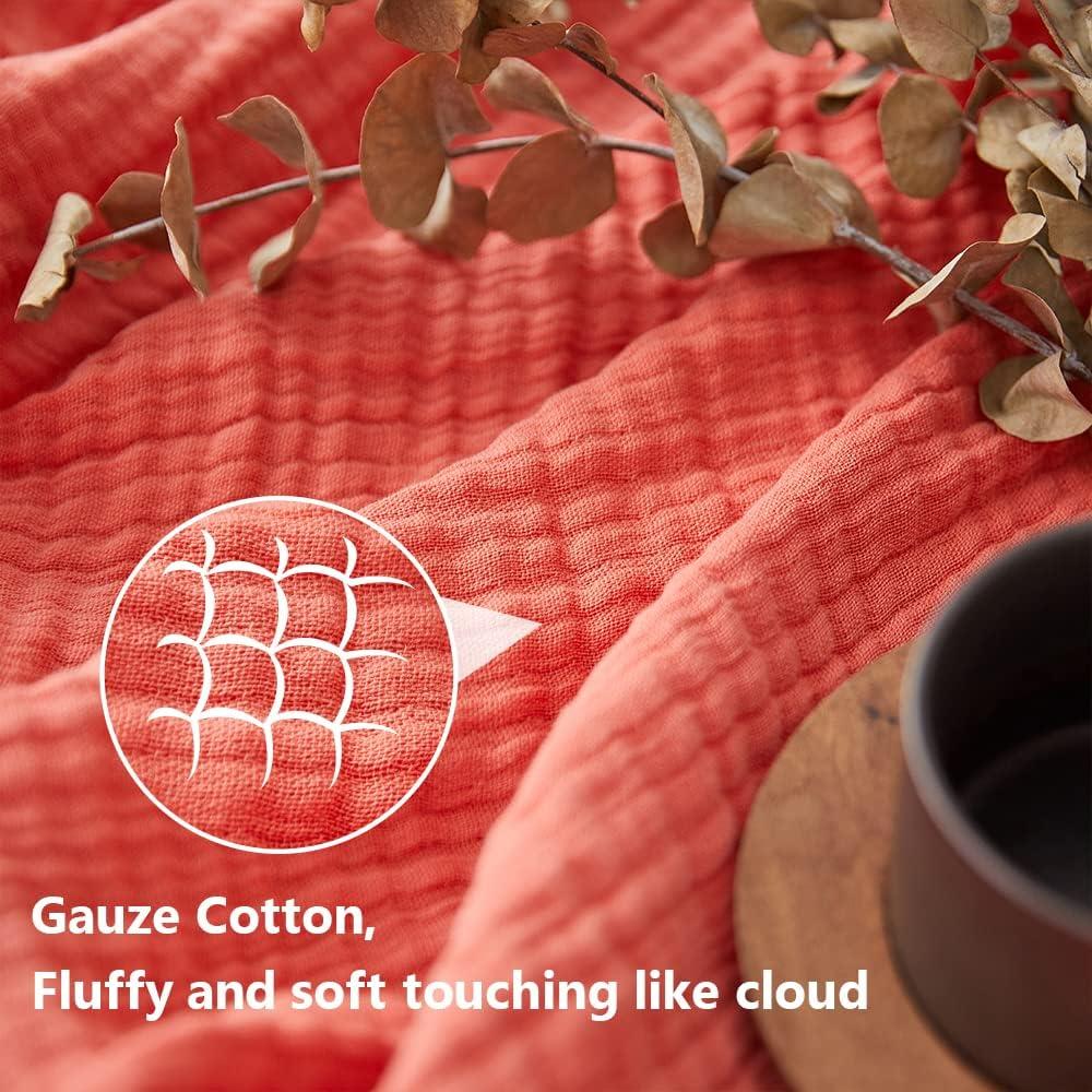 Manta de Muselina de Algodón Simple&Opulence 127x152 cm Rojo Coral