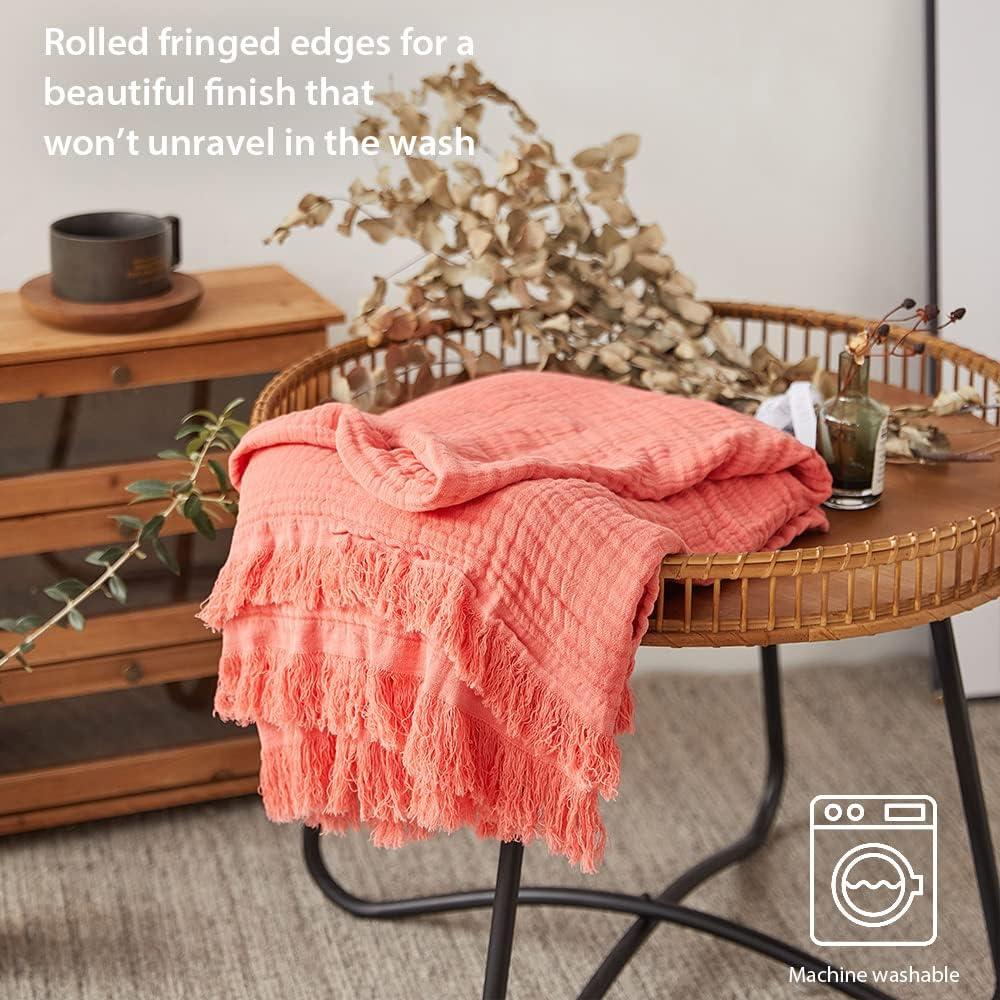 Manta de Muselina de Algodón Simple&Opulence 127x152 cm Rojo Coral