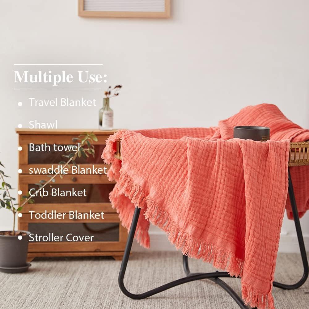 Manta de Muselina de Algodón Simple&Opulence 127x152 cm Rojo Coral