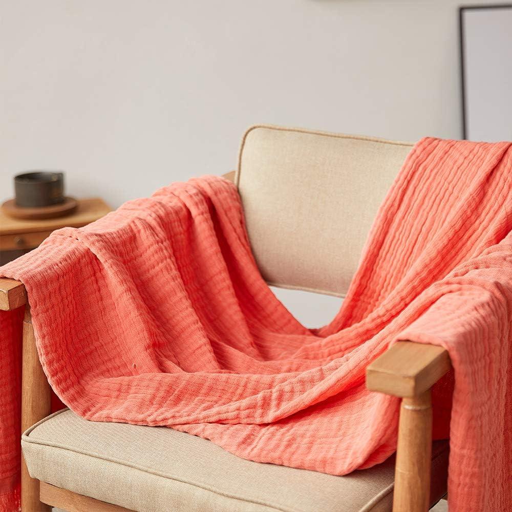 Manta de Muselina de Algodón Simple&Opulence 127x152 cm Rojo Coral