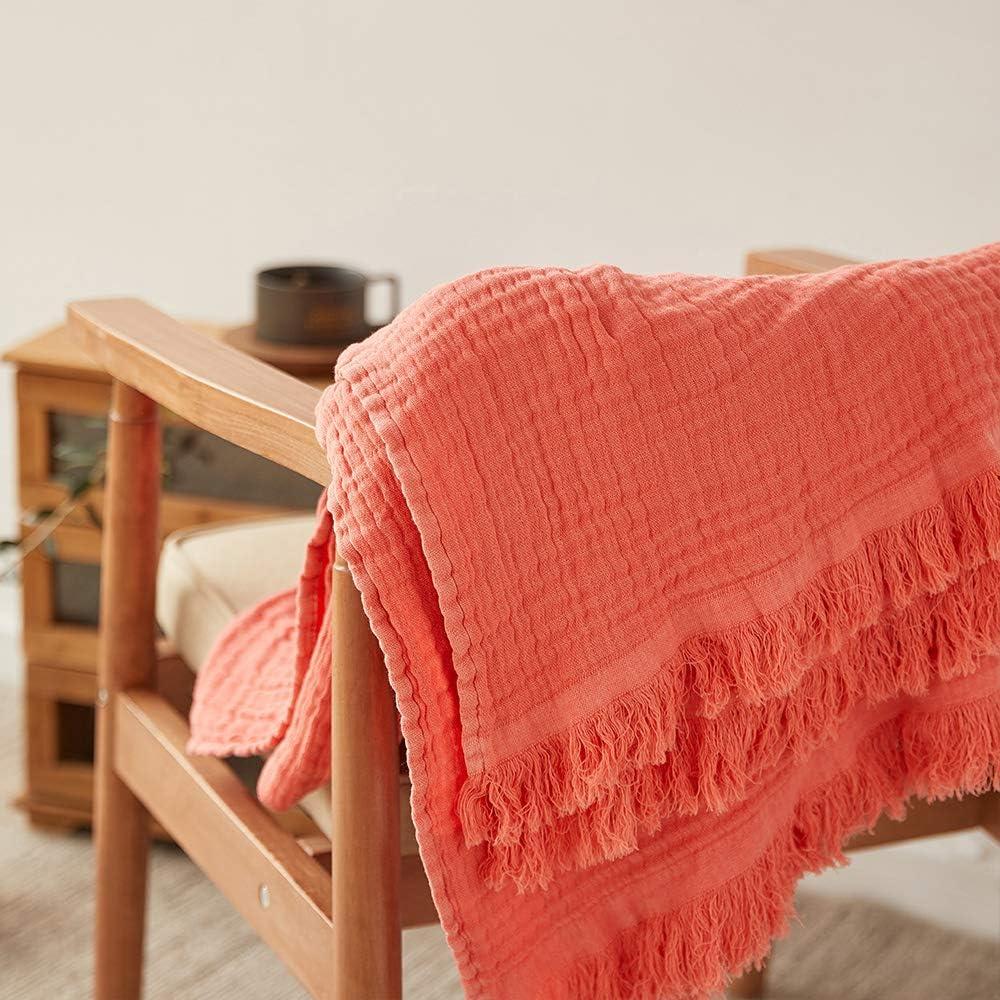 Manta de Muselina de Algodón Simple&Opulence 127x152 cm Rojo Coral