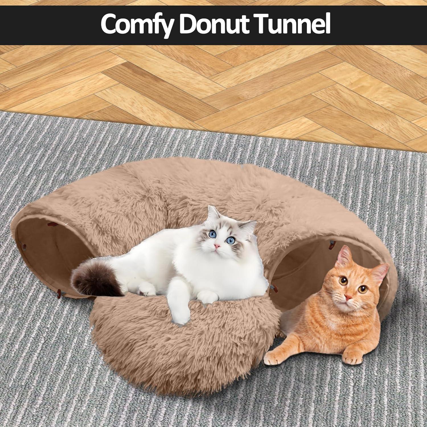 Cueva de Gato Donut Multifuncional Naielfopet 33x33cm Marrón