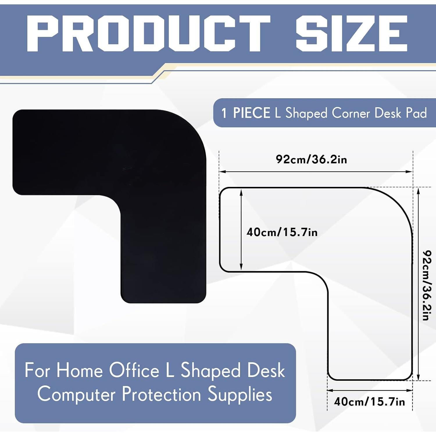 Alfombrilla de Escritorio en L Amylove 92x92cm Impermeable Negra