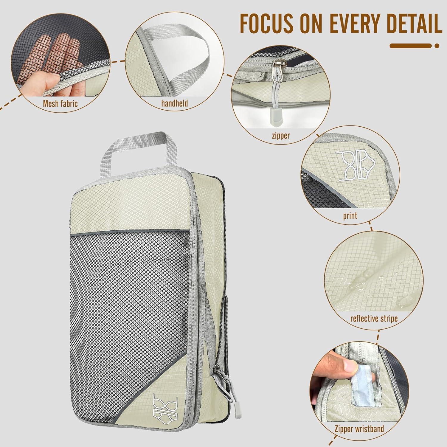 Set de 8 Cubos de Compresión Genérico para Viaje Beige