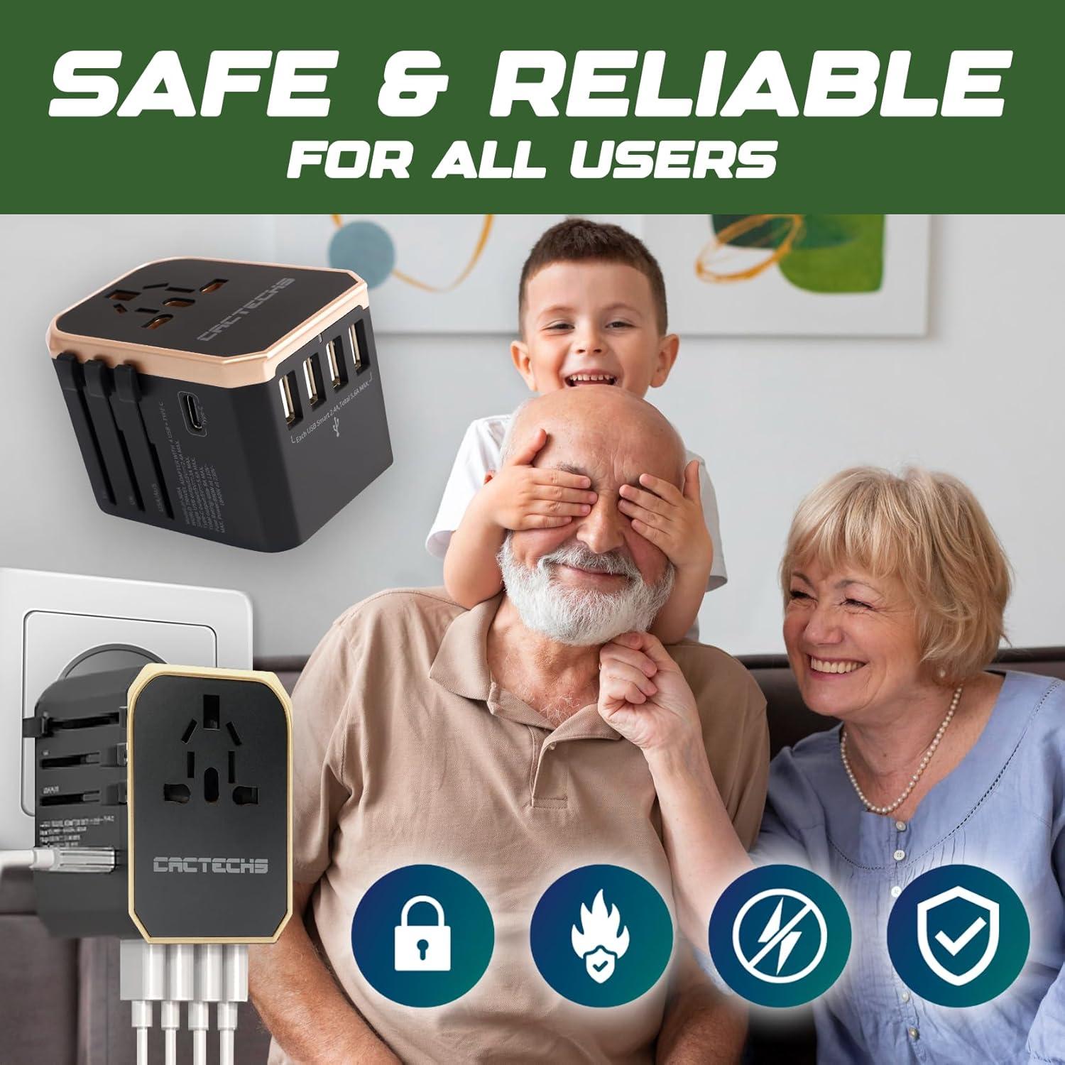 Adaptador de Viaje Universal Cactechs CJY305AT-GOLD 4 USB Tipo C