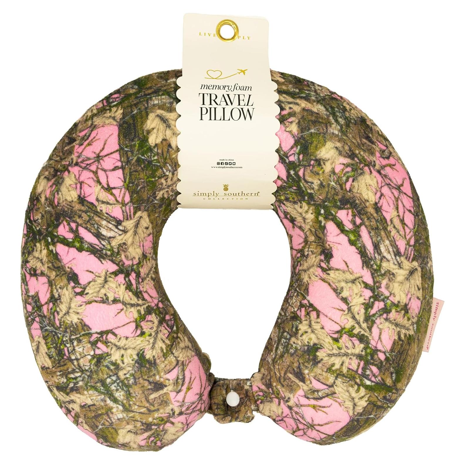 Almohada de Viaje Simply Southern Espuma con Memoria Camo Rosa