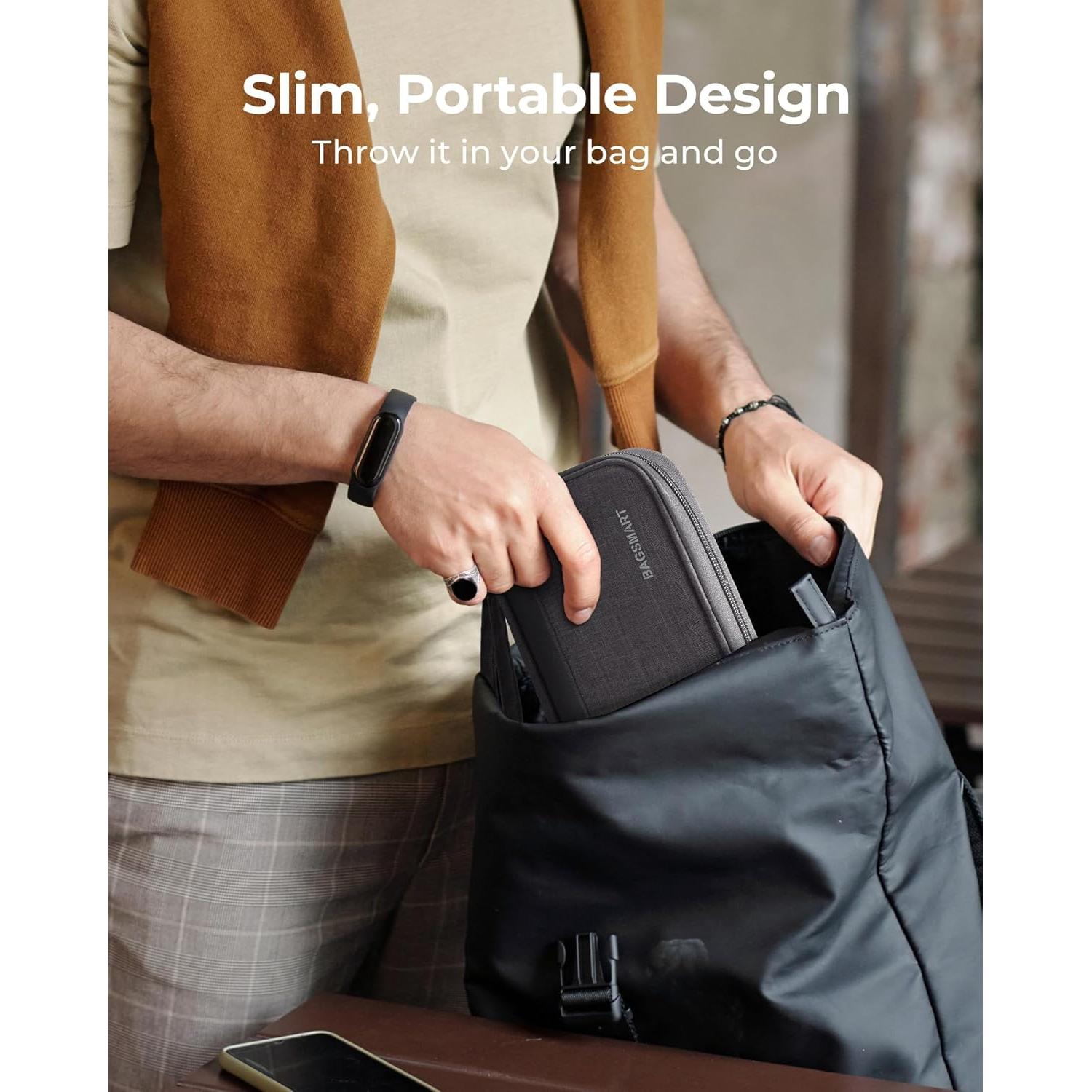 Organizador de Cables de Viaje BAGSMART Negro Compacto