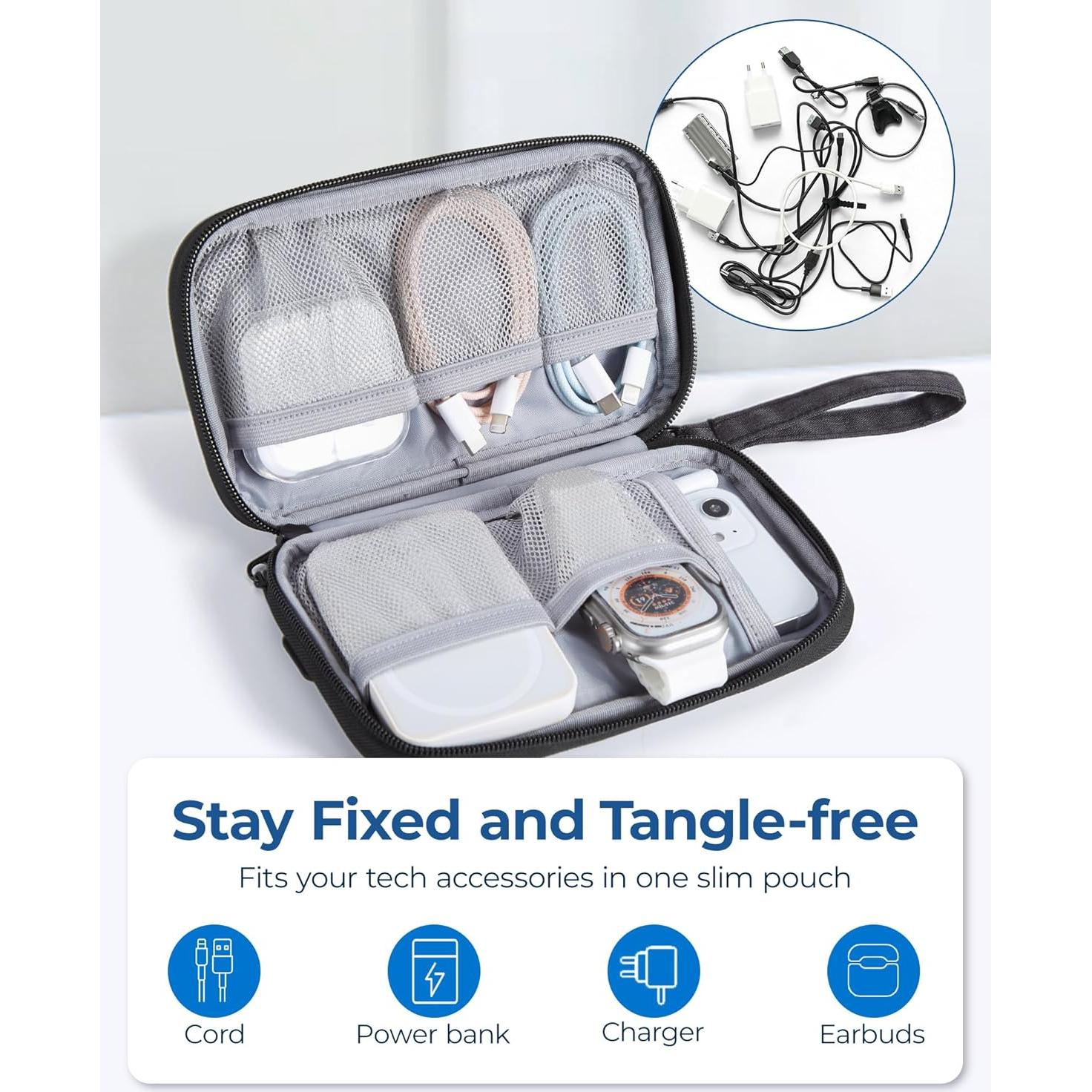 Organizador de Cables de Viaje BAGSMART Negro Compacto