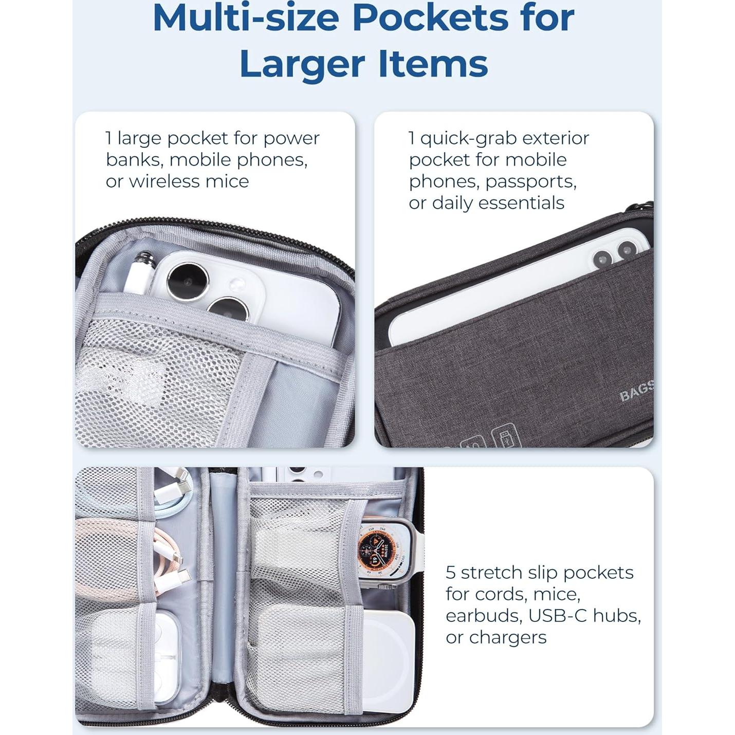 Organizador de Cables de Viaje BAGSMART Negro Compacto