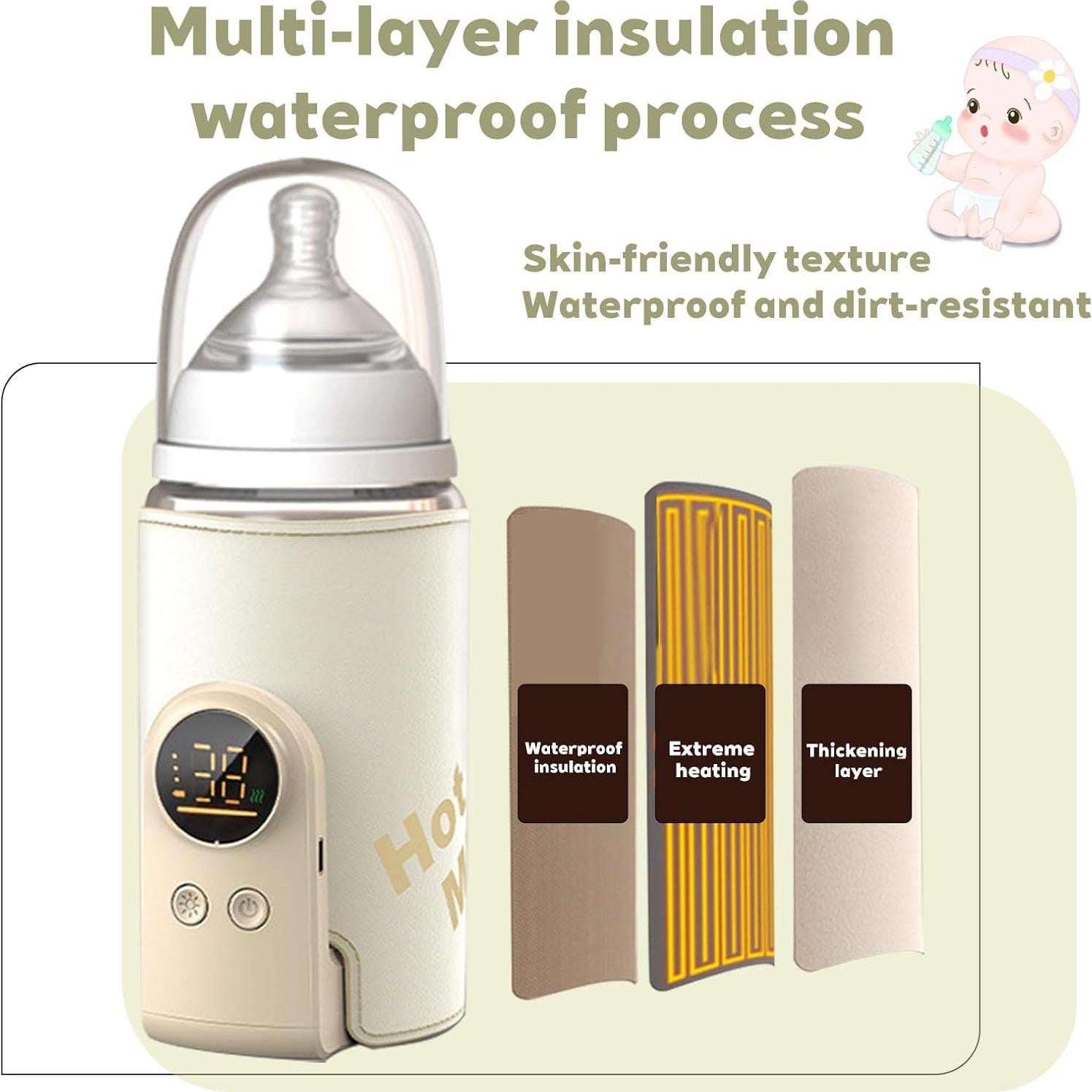 Calentador de Botellas Portátil ORWMX 10000 mAh para Bebés