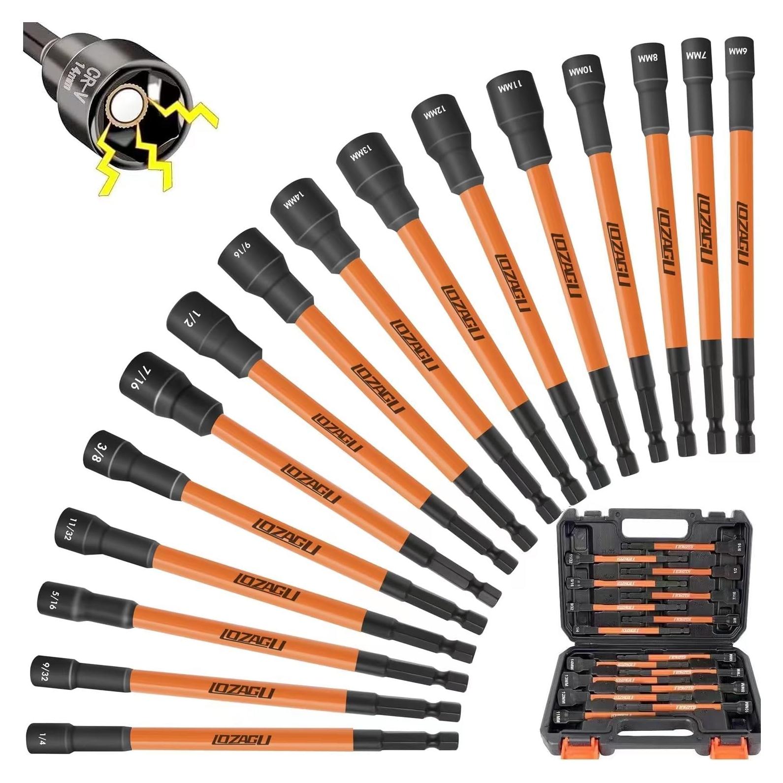 Juego de 16 Destornilladores Magnéticos LOZAGU 6" SAE y Métrico