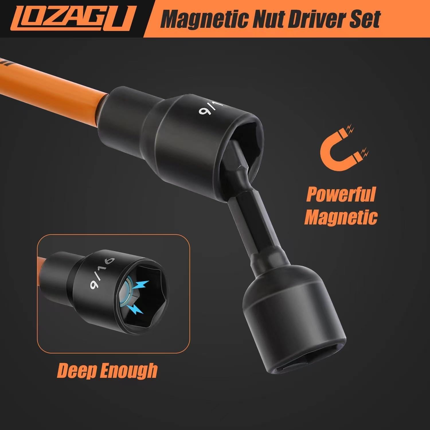 Juego de 16 Destornilladores Magnéticos LOZAGU 6" SAE y Métrico