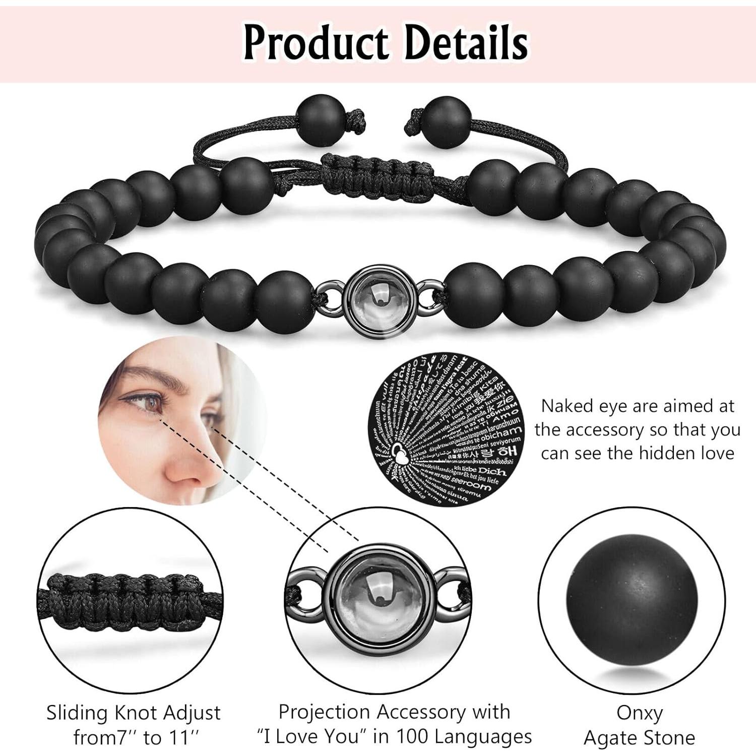 Pulsera Te Amo en 100 Idiomas UNGENT para Novio y Novia