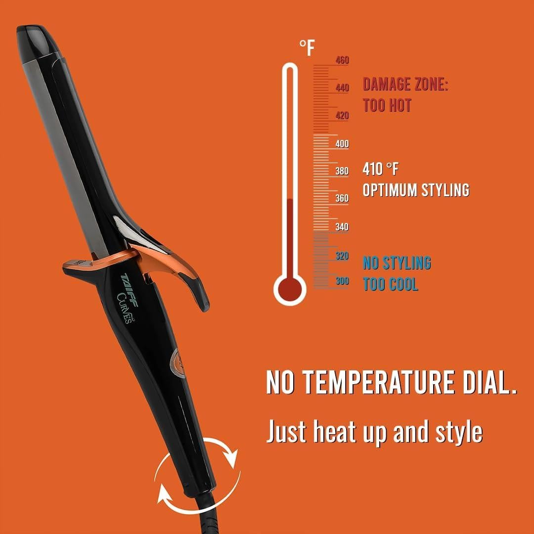 Plancha de Rizar Taiff Curvas 25 mm Titanio Negro Doble Voltaje