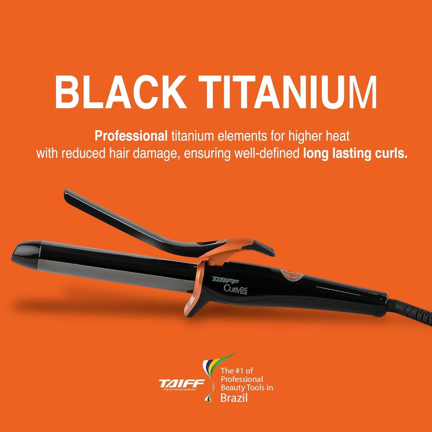 Plancha de Rizar Taiff Curvas 25 mm Titanio Negro Doble Voltaje