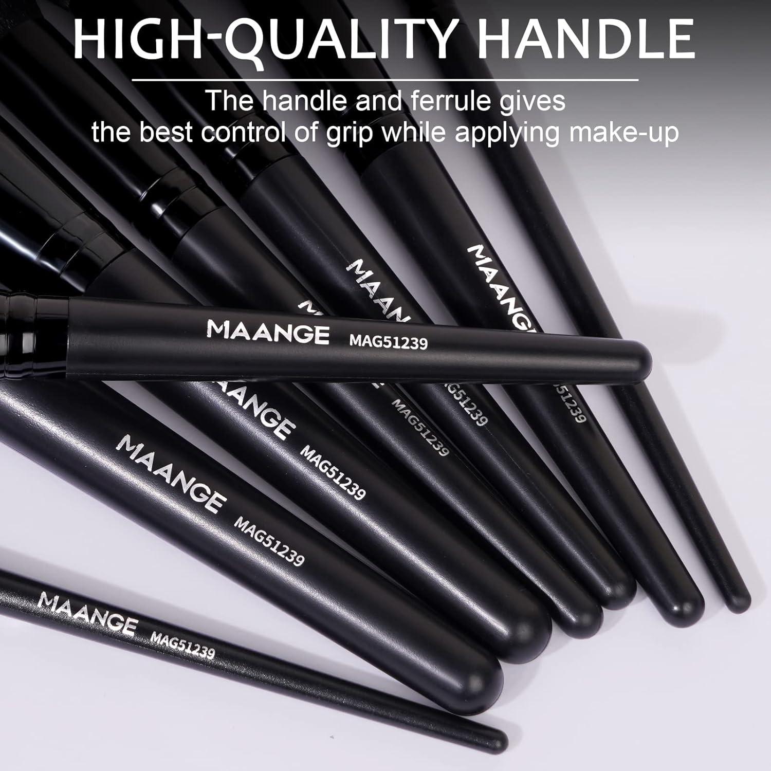 Conjunto de Pinceles de Maquillaje MAANGE 18 Pcs Sintéticos Negro
