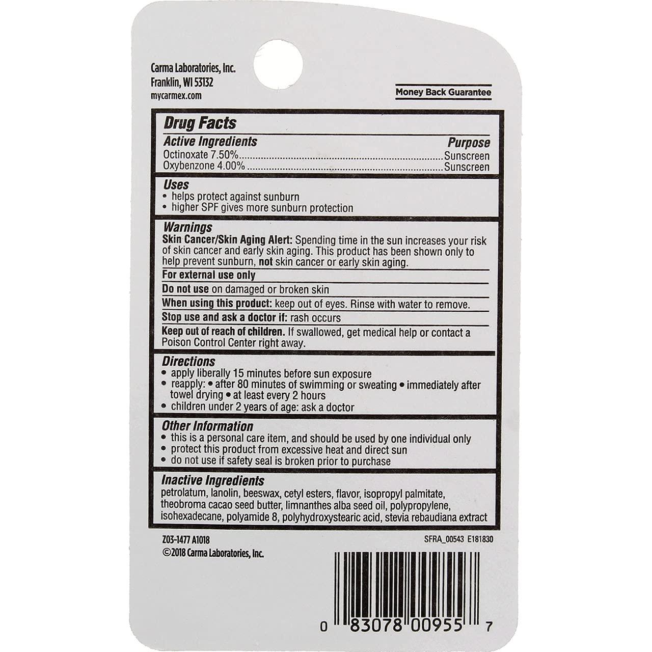 Bálsamo Labial Hidratante Carmex Cereza SPF 15 4.25 g x2