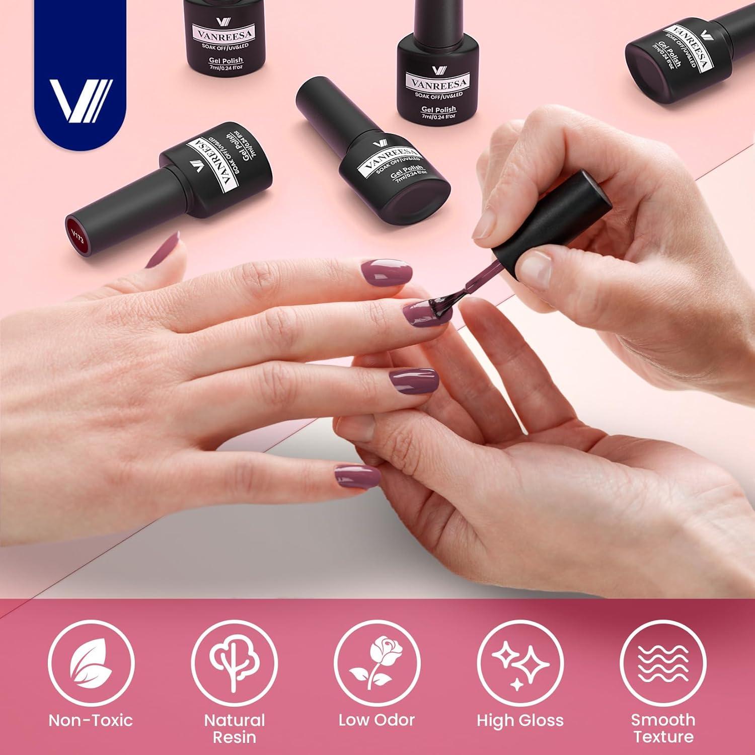 Set de 24 Esmaltes de Uñas en Gel VANREESA - 21 Colores + Base y Top Coat