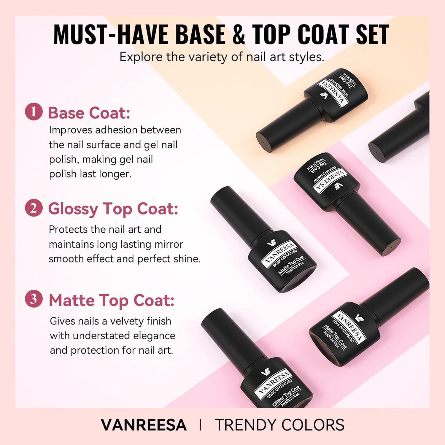 Set de 24 Esmaltes de Uñas en Gel VANREESA - 21 Colores + Base y Top Coat