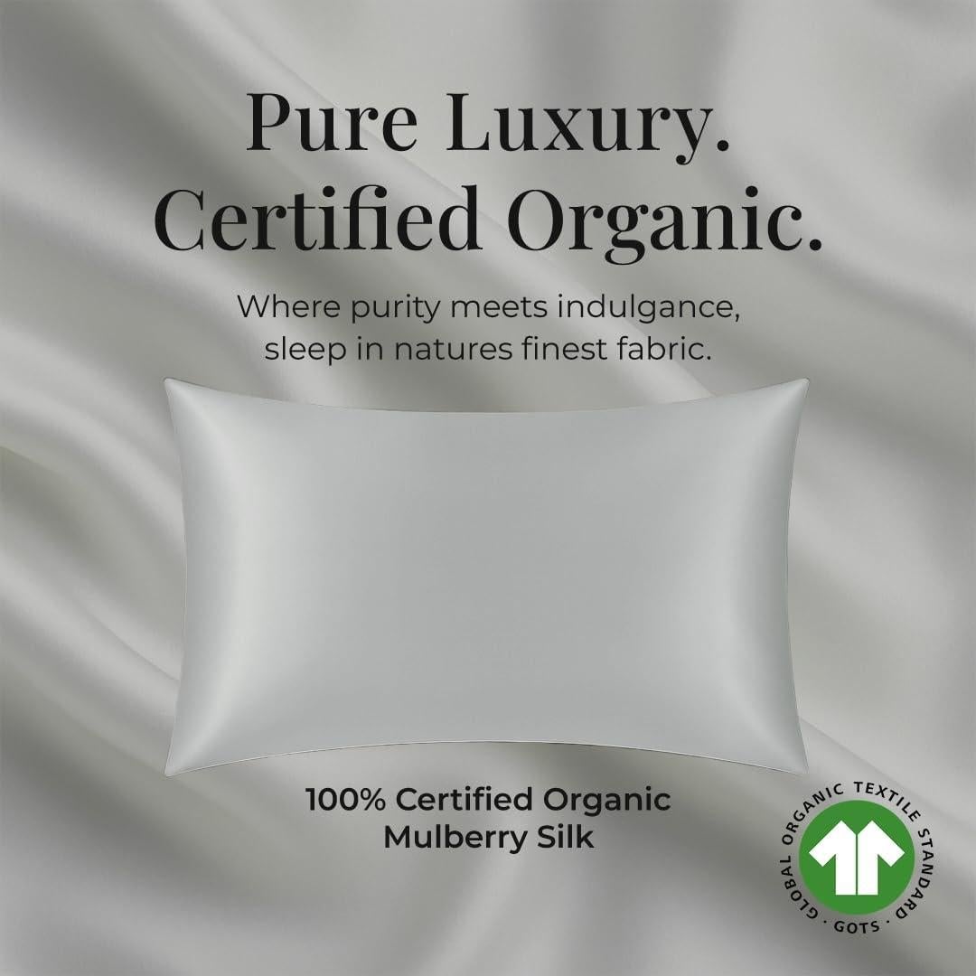 Funda de Almohada de Seda Orgánica 100% Morera Grado 6A 25 Momme