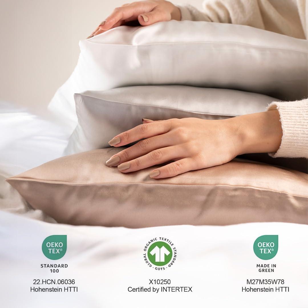 Funda de Almohada de Seda Orgánica 100% Morera Grado 6A 25 Momme