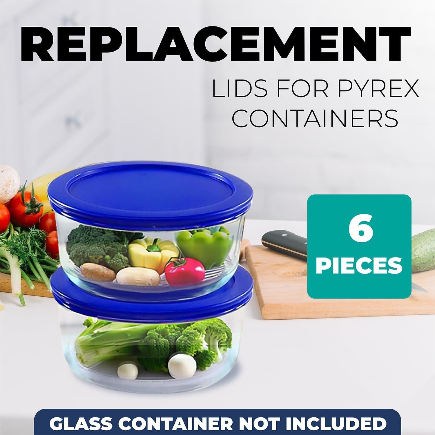 Set de 6 Tapas de Reemplazo para Contenedores Pyrex Redondos - Libre de BPA