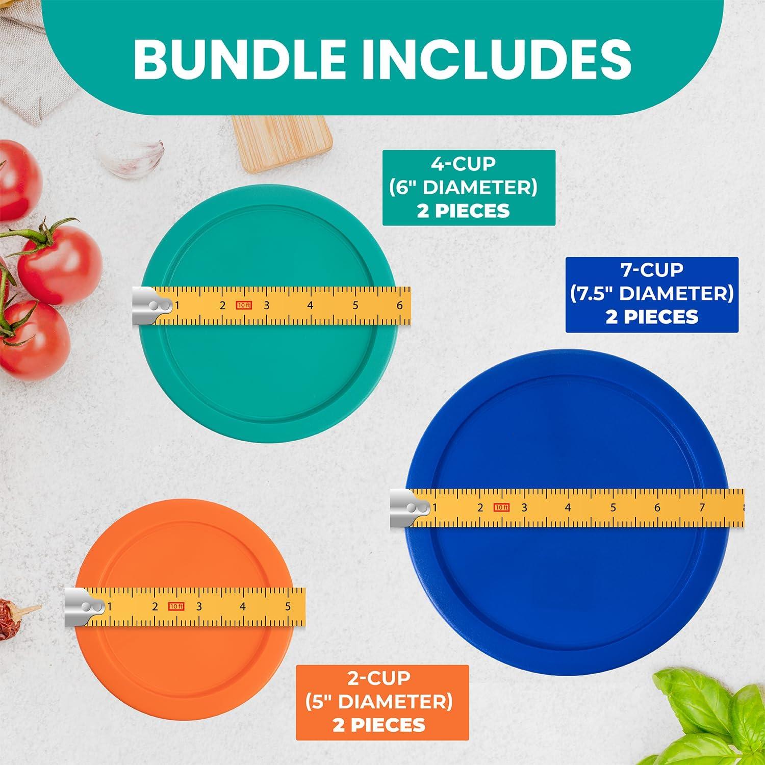 Set de 6 Tapas de Reemplazo para Contenedores Pyrex Redondos - Libre de BPA