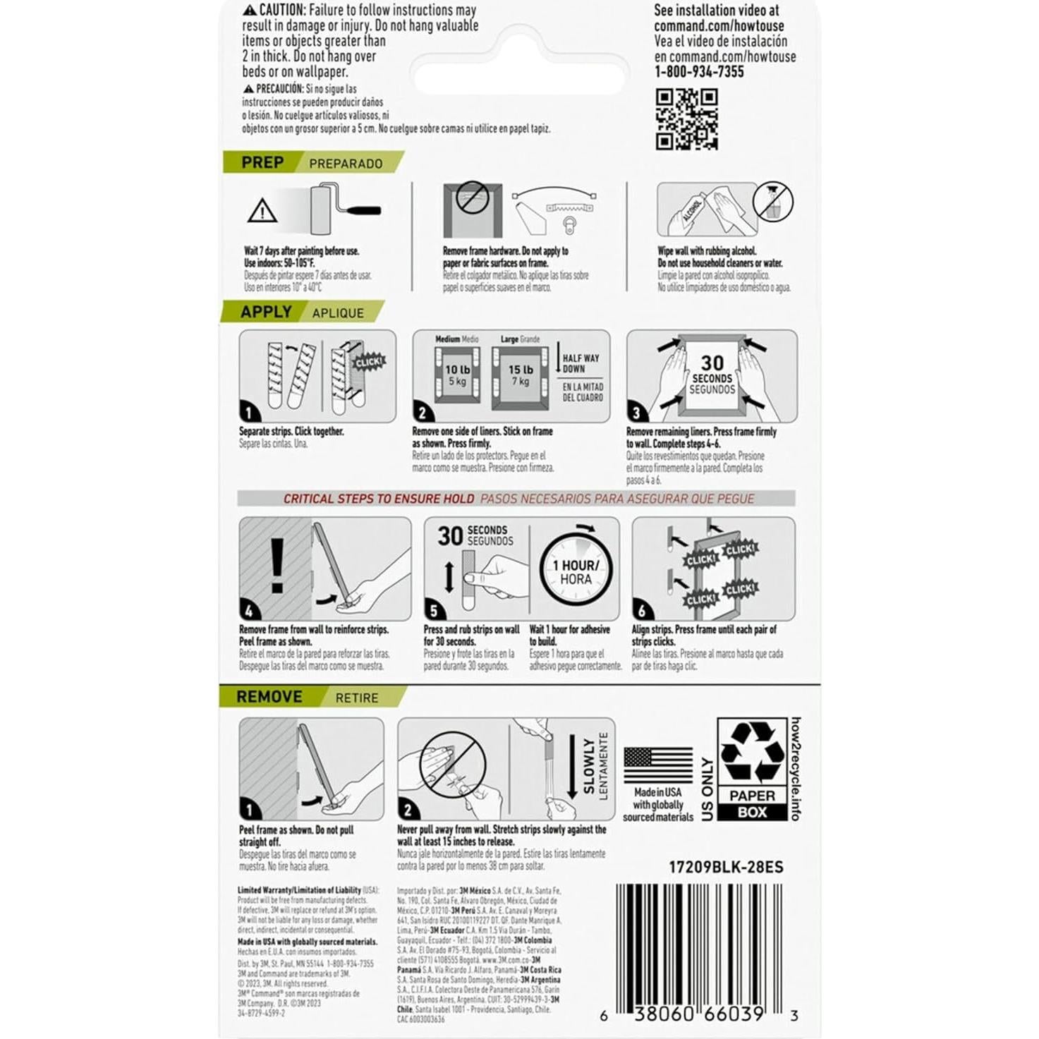 Tiras de Colgar Imágenes Command 32 Pzas, Sin Daños, Negro